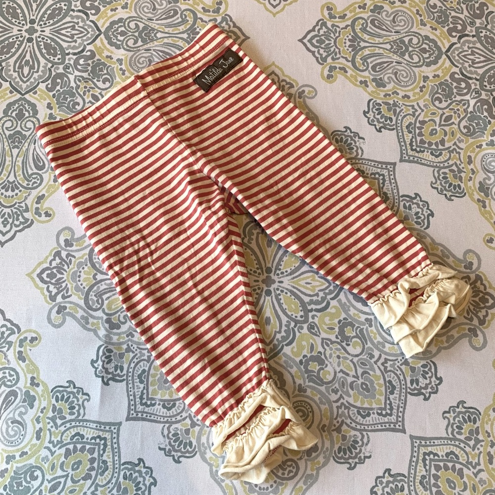 Matilda Jane 18m red & ivory stripe leggings